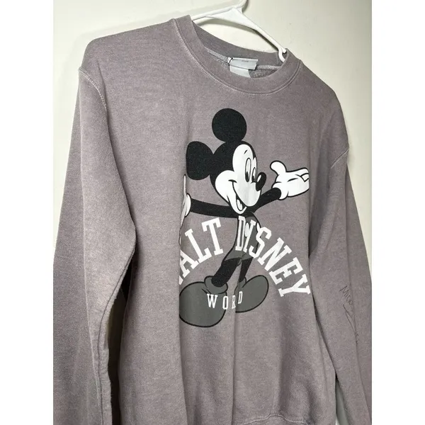WALT DISNEY WORLD Sweatshirt Small Grey Vintage Mickey Mouse Autograph‎ Crewneck - Image 2