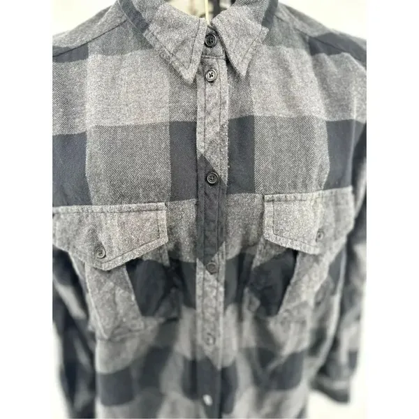 Aritzia Wilfred Free Black Gray Plaid Shirt Dress Long Sleeve Size S - Image 8