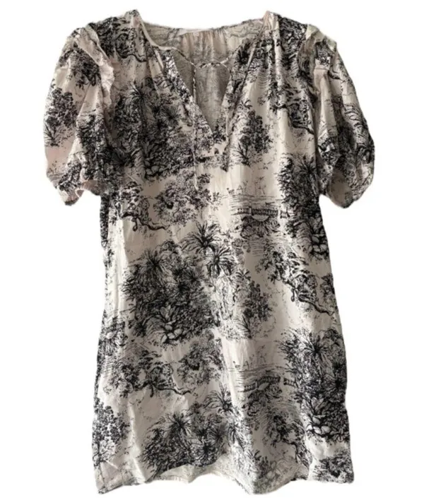 Olivaceous Toile Puff Sleeve Mini Dress - Image 4