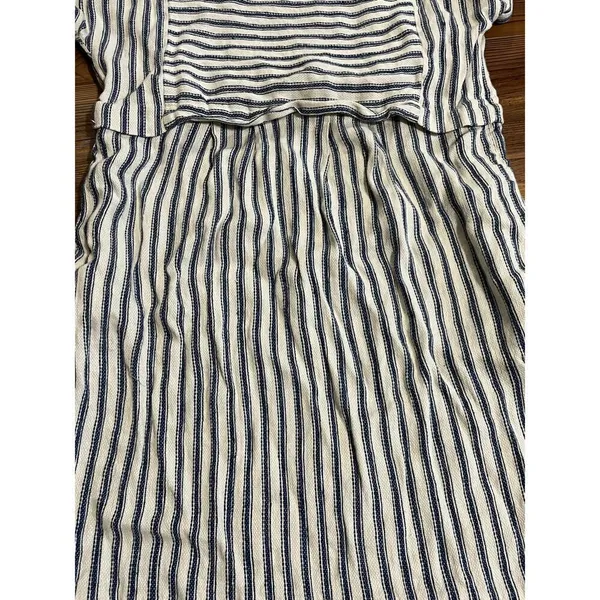 Madewell linen blend blue /‎ off white striped dress sz S - Image 6