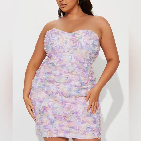 Floral Midi Dress - Lavender; Large 11/13 - Image 4