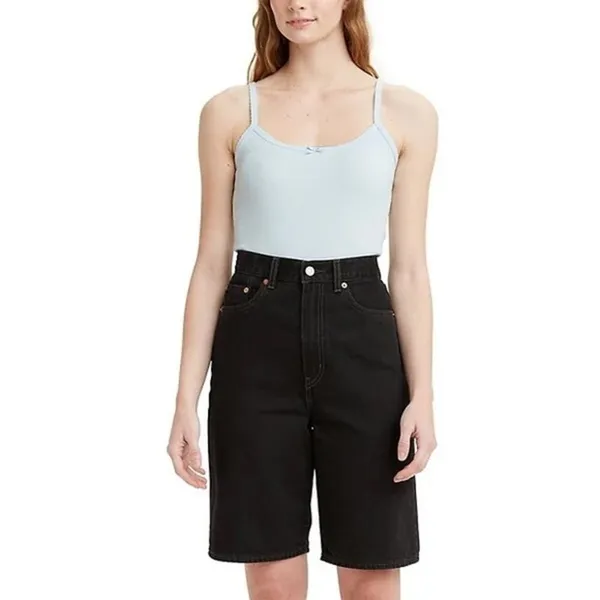 Levis Womens Ribbed Cami Top Light Blue‎ Scalloped Trim Bow Small NWT - Image 5