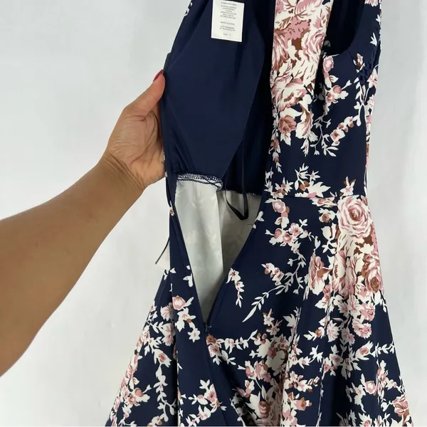 B. Darlin Womens Floral Printed Mini Halter Pleated Fit & Flare‎ Dress - Image 13