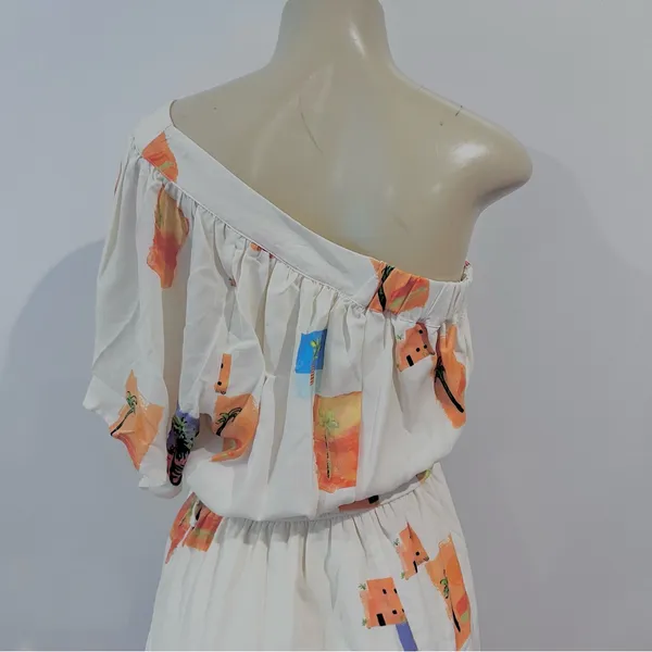 New Entro One-shoulder Maxi Dress Sz L Elastic Waist Loose - Image 5