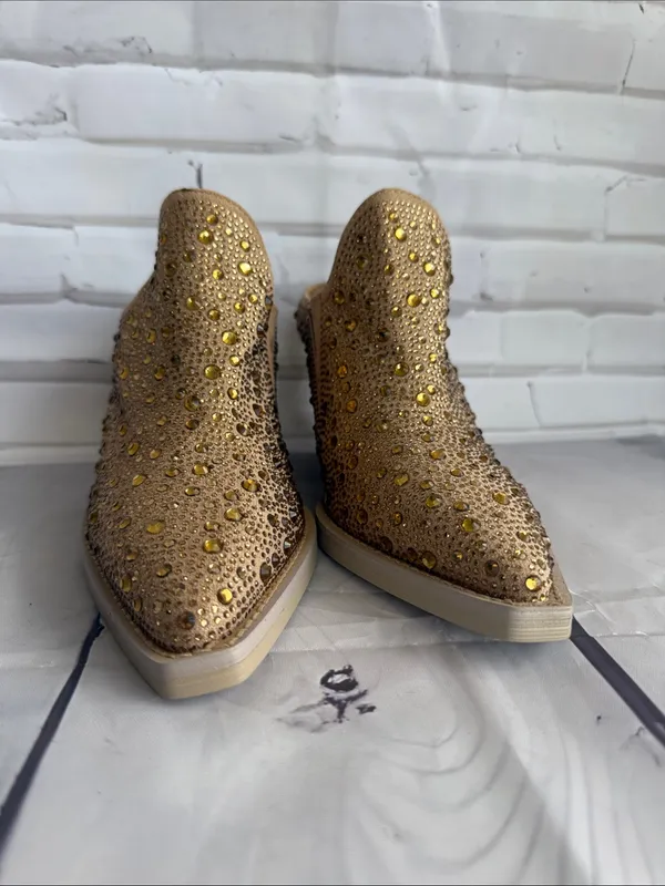 Vintage Havana Dante Gold Rhinestone Pointed Toe Low Heel Mule - NWOB - Image 2