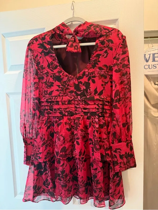 Amanda Uprichard Samira Dress, Floral Long-Sleeve Ruffle Mini Dress - Image 4