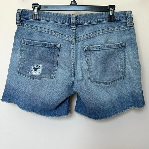 J. Crew Denim Stretch Shorts Womens 6 Distressed Raw Hem Preppy Stretch Grunge - Image 3