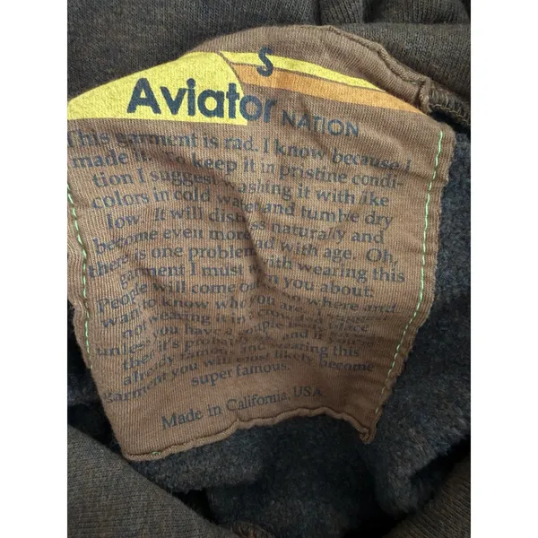 Aviator Nation Logo Pullover‎ Relaxed Hoodie Chocolate Size Small - Image 9