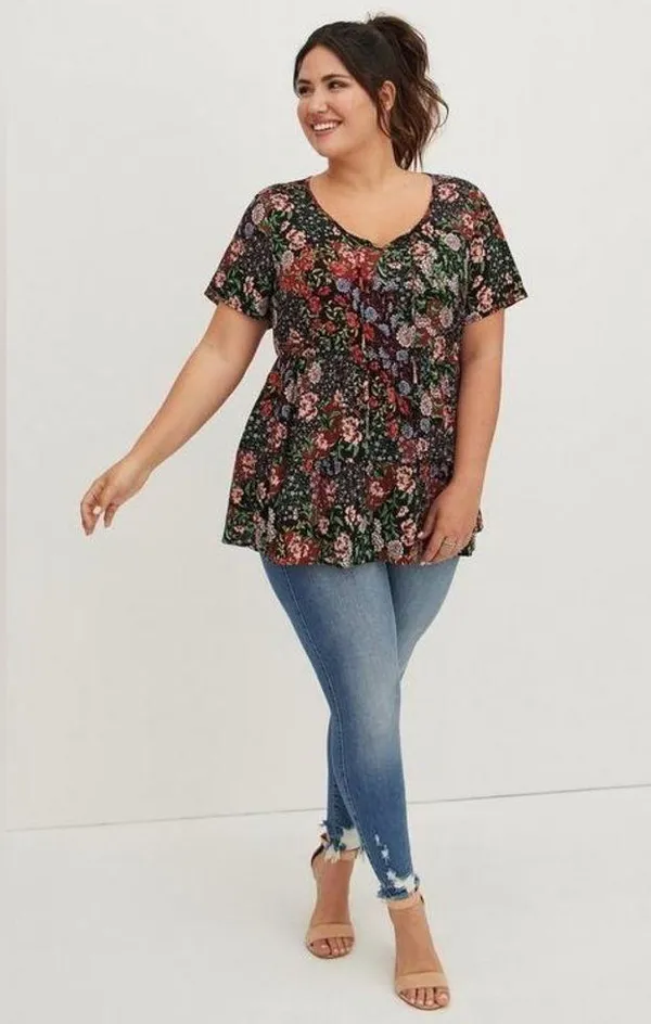 Torrid Babydoll Rayon Slub Tie-Front Top Size 1X - Image 2