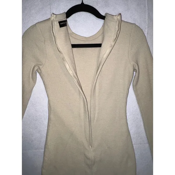 White Fox Still the One Waffle Knit‎ Long Sleeve Bodycon Mini Dress WHT FX Logo - Image 10