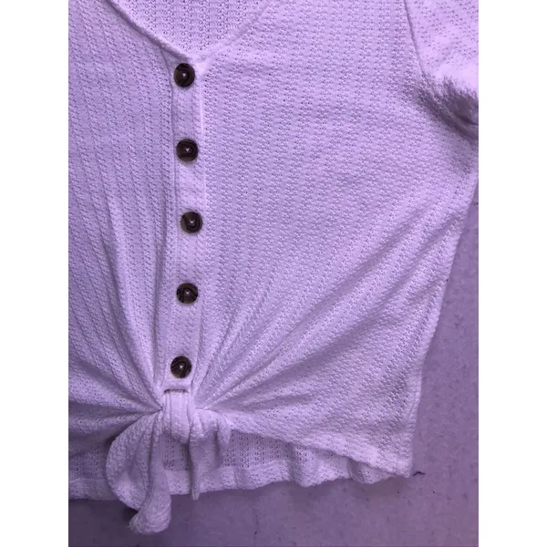 Sanctuary Top Women XL White Tie Front Button V-Neck Short Sleeve CT3335P11 - Image 6
