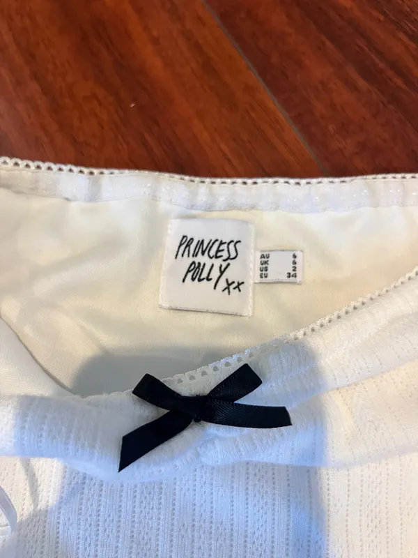Princess Polly ribbed cream tube top with black bow 2 - Image 2