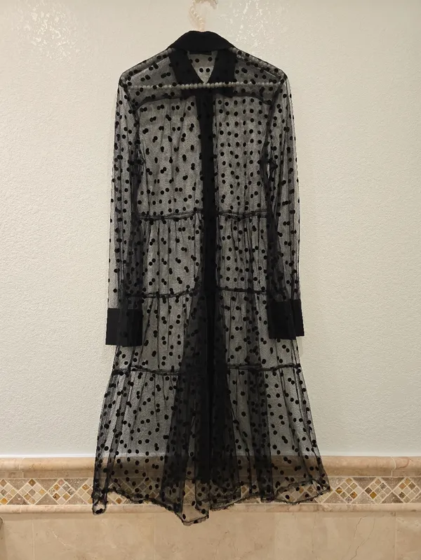 Zara tulle sheer polka dot Black dress XS - Image 4