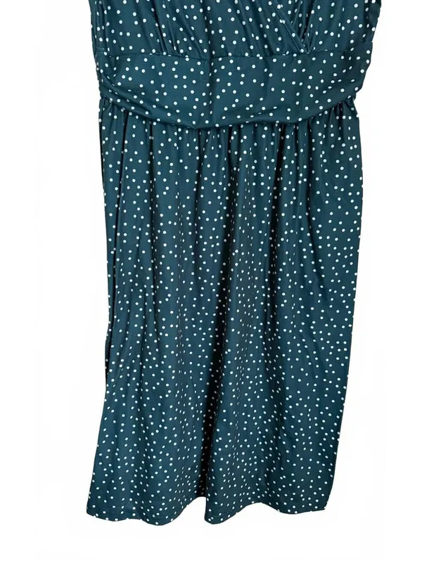 Ouges NEW Women's Dress Size Large Jade Polka Dot Fit Flare Classic City Chic Green - Image 5
