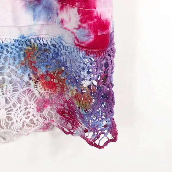Galaxy Garden Jeanne Pierre Small Top Handmade Tie‎ Dye Pink Yellow Crochet 537 - Image 6