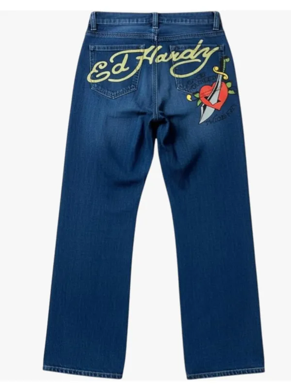NWT ED HARDY Women’s Dagger Heart Wide Leg Jean WEHDB8300-3 SZ-32 - Image 3