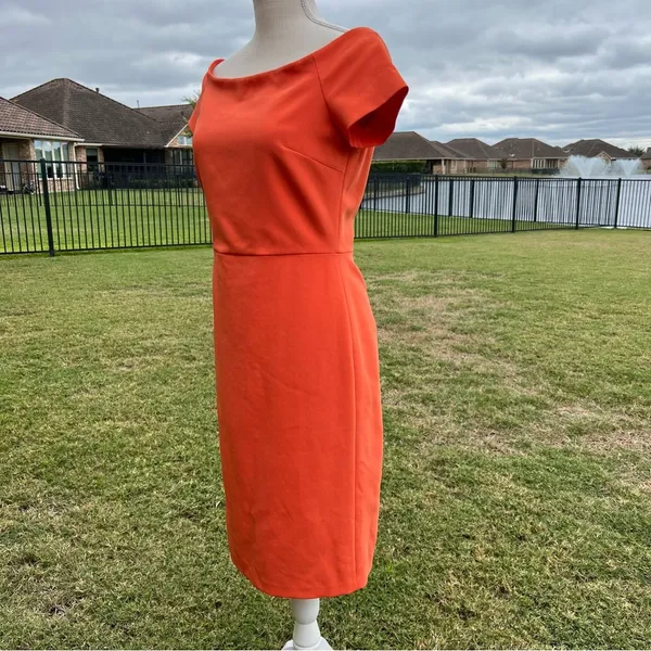 Alice + Olivia Aleah Off Shoulder Orange Sheath Dress - Image 7