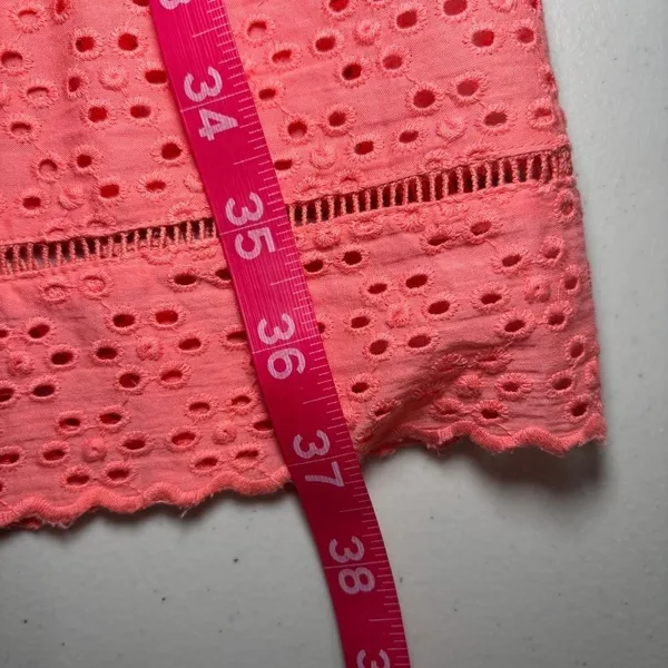 LAUREN Ralph Lauren Coral Eyelet Off Shoulder Shift Dress 2 100% Cotton‎ Summer - Image 7