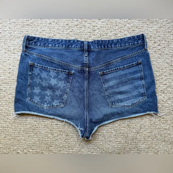 OLD NAVY OG High Rise Denim Blue Patriotic Shorts Size 18 - Image 5