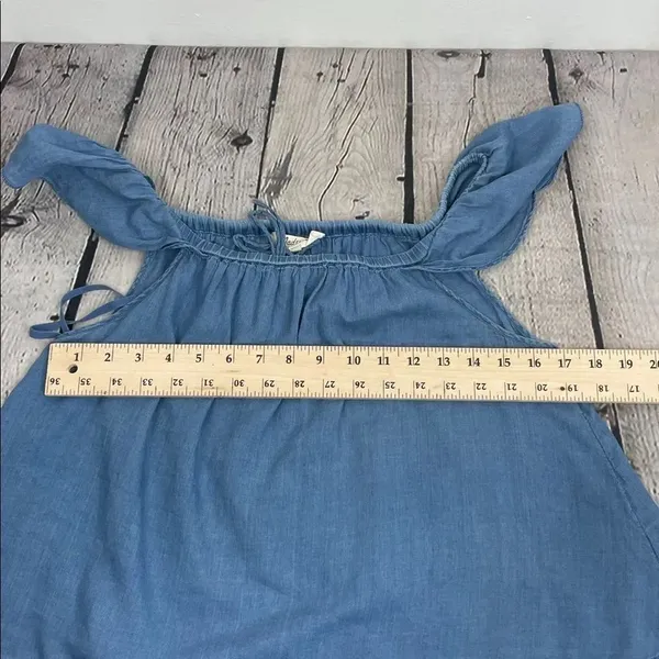 Madewell Chambray Blue Off-Shoulder Top peasant style 100% Cotton size Small - Image 14