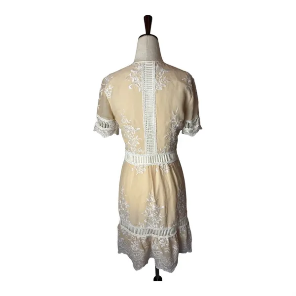 Saylor Dress Women XS Cream Ivory Floral Lace Embroidered Alexa‎ Mini Cocktail - Image 3