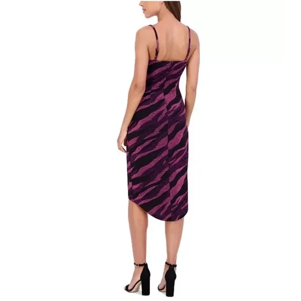 Siena Purple Wavy Print Tulip Hem Bodycon Dress Size 2 Y2K Party Glam Whimsigoth - Image 3