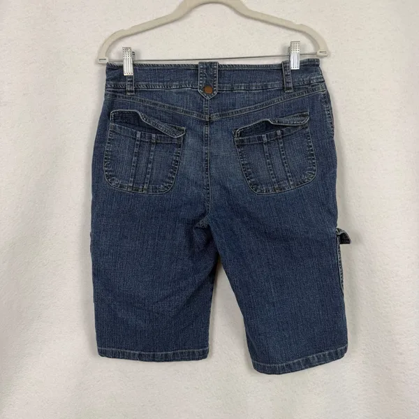 Jones Wear Jeans Cargo Shorts Womens‎ 8 Stretch Utility Multi Pocket Blue Denim - Image 5
