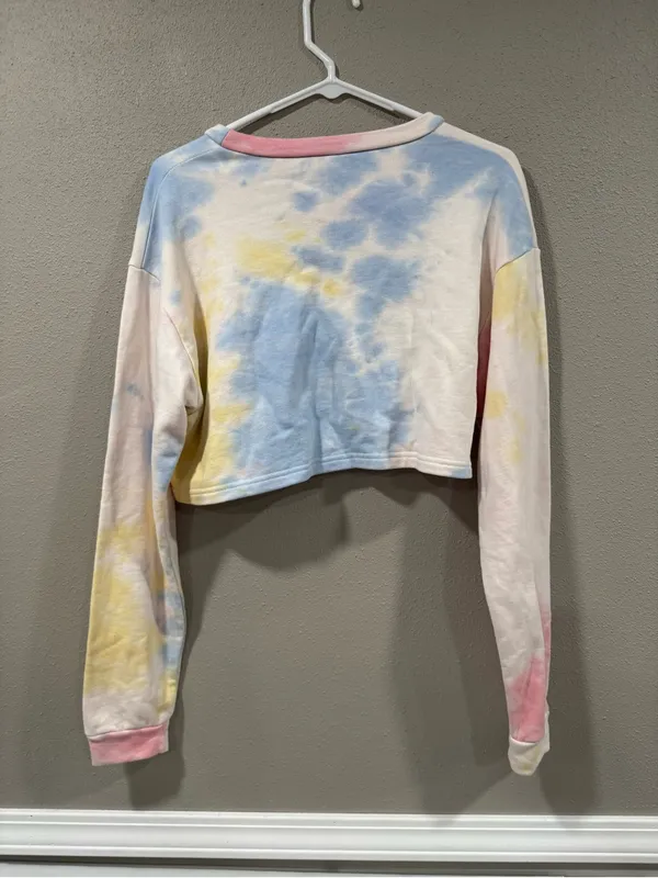 White Fox Crop Tie-Dye Sweatshirt - Image 4