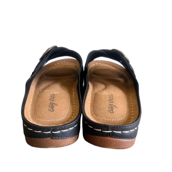 EASY STREET Women's Bloomer Black Slip On Sandal Size 10 Wide #B1635A - Image 5