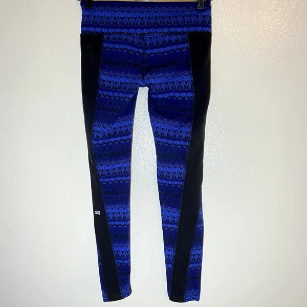 Alo Yoga Illusion 3 Legging High Waisted Patterned 7/8 Arctic Royalty Black 6 S - Image 5