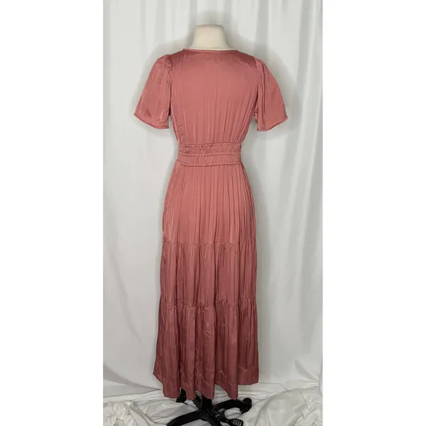 ANTHROPOLOGIE Somerset Satin Maxi Dress Rose Pink Mauve X-Small Petite XSP - Image 10