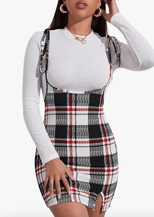 Amazon NWOT Plaid Cami Mini Dress - Image 12