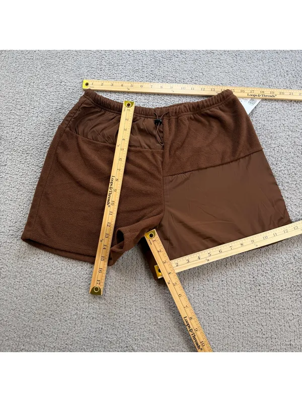 NWT Forever 21 Shorts Womens L Brown Bermuda Knit Lounge Fleece Font Drawstring - Image 3