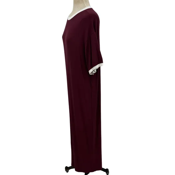Skims Soft Lounge Ringer T-Shirt Long Dress Maxi Maroon Red Size Small‎ - Image 7