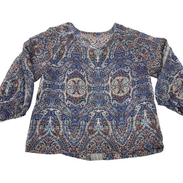 Democracy Size Medium Sheer Blouse Top‎ Lace Balloon Sleeve 20"x22" Lightweight - Image 9