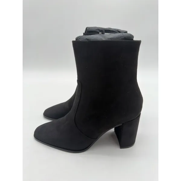 Mango Minimalist Black Vegan Suede Classic Elegance Ankle Block Heel Boots 7.5 - Image 9
