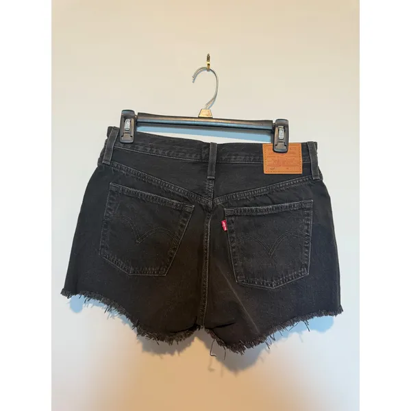 Levis Premium 501 Original Shorts Midnight Black Distressed Denim 28 NWT - Image 3