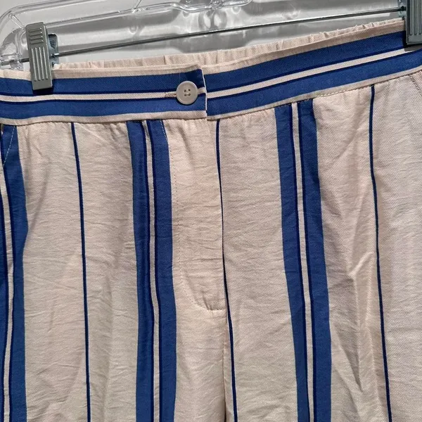 Sincerely Jules Striped Wide Leg‎ Trouser Pants Medium NWT Blue White Workwear - Image 6