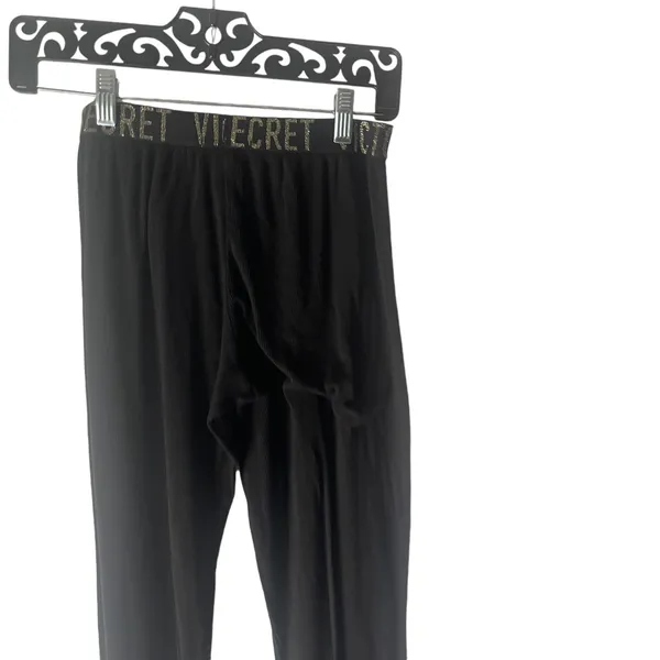Victoria's Secret Women's Size XS Black Thermal Black Gold Loungewear Leggings‎ - Image 7