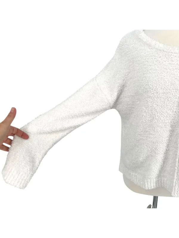 Studio B By Bobeau White Textured Knit Sweater Cozycore Loungewear Size XL - Image 3