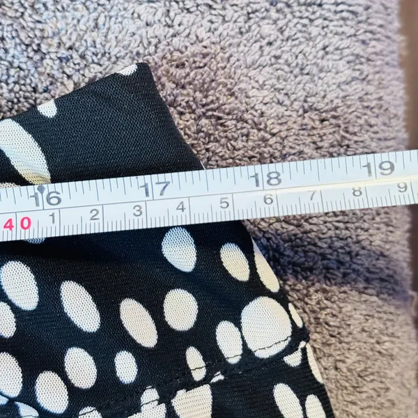 255 | Relativity Polka Dot Mesh Mini Skirt Black White Women XL‎ - Image 4