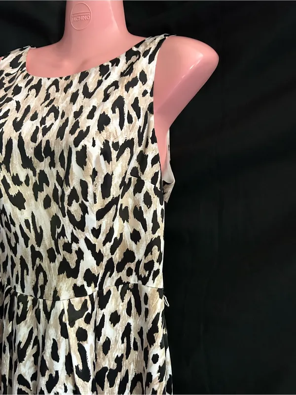 White House Black Market Women’s Leopard Print Sleeveless A-Line Dress SZ 8 - Image 3
