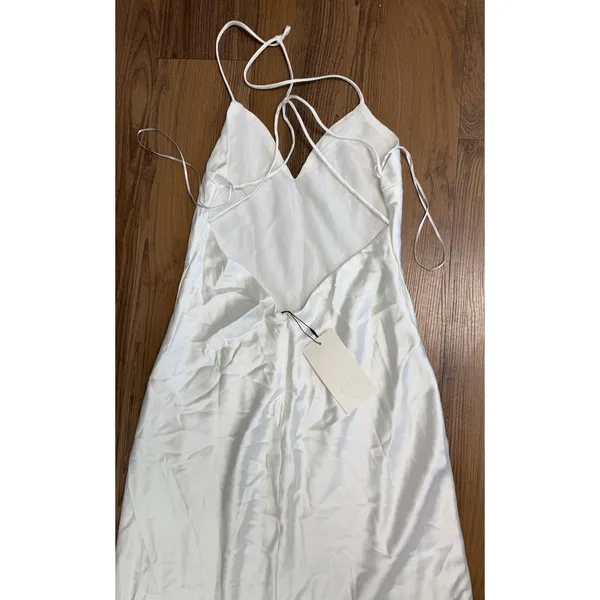 Zara White Satin Maxi Dress Luxury Slip Strappy Ethereal Bride Bachelorette - Image 6
