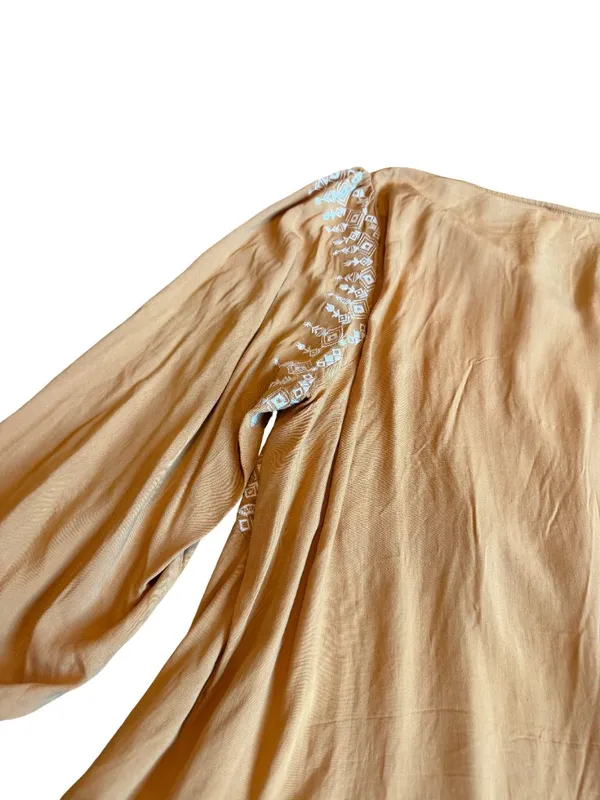 Savanna Jane Yellow Embroidered Peasant Blouse Top Shirt Flowy Size 2X Women's - Image 10