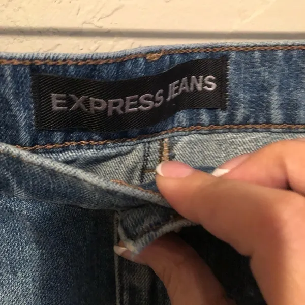 Express‎ Distressed Denim Mini Skirt Blue Size 12 - Image 6