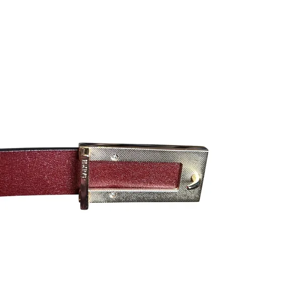VTG Red Brown Adjustable Leather Belt Brass Buckle Minimalist Retro Western Boho - Image 10