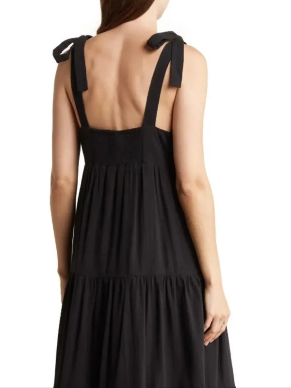 Madewell Tie-Strap Tiered Midi Dress Black - Image 2