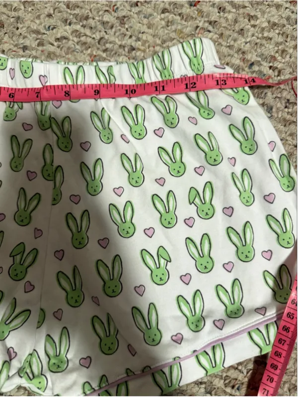 Roller Rabbit Mint Love Bunnies Polo Short PJ Pajama Set- Size P Petite XXS XS - Image 12