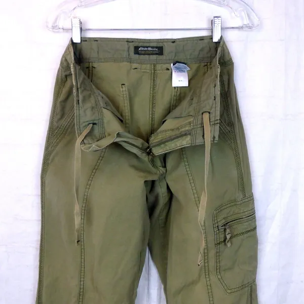 Eddie Bauer Utility Cargo Pants Womens 2 Green Roll Tab Convertible Leg Y2K - Image 6