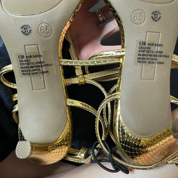 WORTHINGTON Sasha Gold Ankle Strap Strappy Square Toe‎ Heel Sandal New NWT 6.5 - Image 5